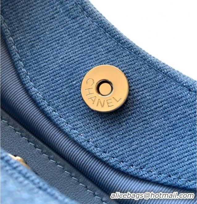 New Design Chanel Washed Denim Clutch with chain AP3656 Dark Blue 2026