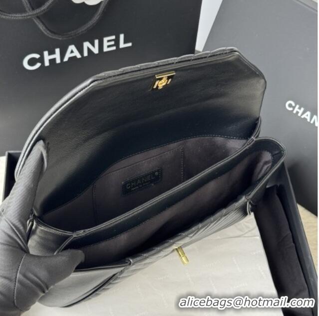Well Crafted Chanel Chevron Lambskin Leather Clutch AP9855 Black/Gold 2026