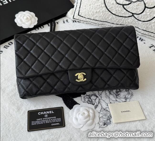 Good Product Chanel Quilted Grained Calfskin Leather Clutch AP9866 Black 2026