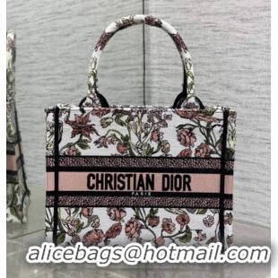 Top Grade Dior Small Book Tote Bag in Pink Multicolor Millefiori Embroidery 60126078 2026