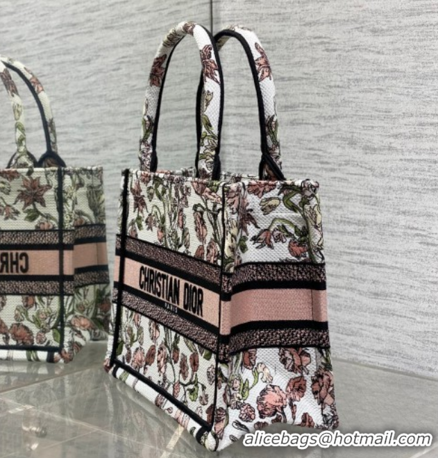Top Grade Dior Small Book Tote Bag in Pink Multicolor Millefiori Embroidery 60126078 2026