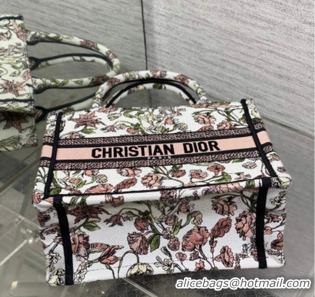 Top Grade Dior Small Book Tote Bag in Pink Multicolor Millefiori Embroidery 60126078 2026