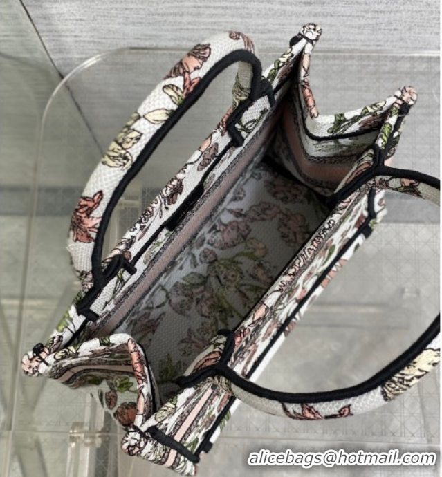 Top Grade Dior Small Book Tote Bag in Pink Multicolor Millefiori Embroidery 60126078 2026