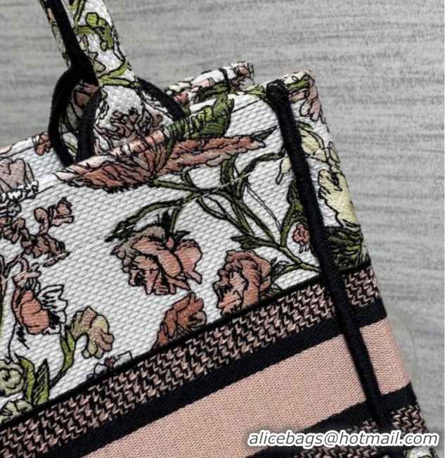 Top Grade Dior Small Book Tote Bag in Pink Multicolor Millefiori Embroidery 60126078 2026