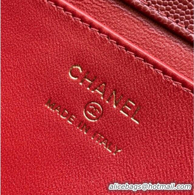 Luxury Classic Chanel Grained Shiny Calfskin Leather Clutch with Leather Strap AP5068 Burgundy 2026