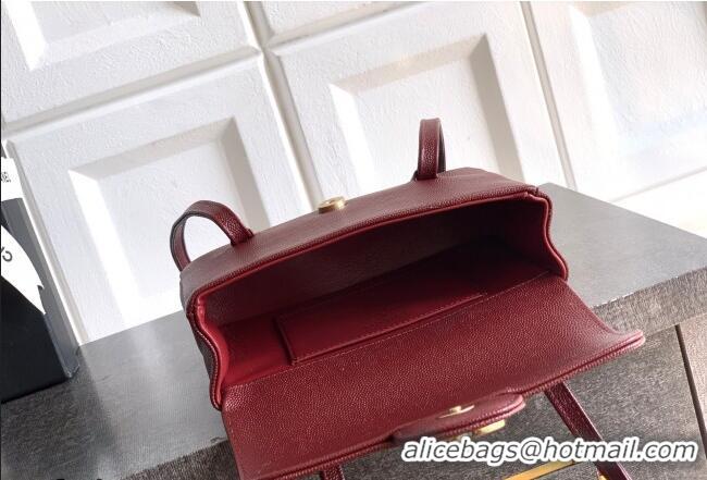 Luxury Classic Chanel Grained Shiny Calfskin Leather Clutch with Leather Strap AP5068 Burgundy 2026