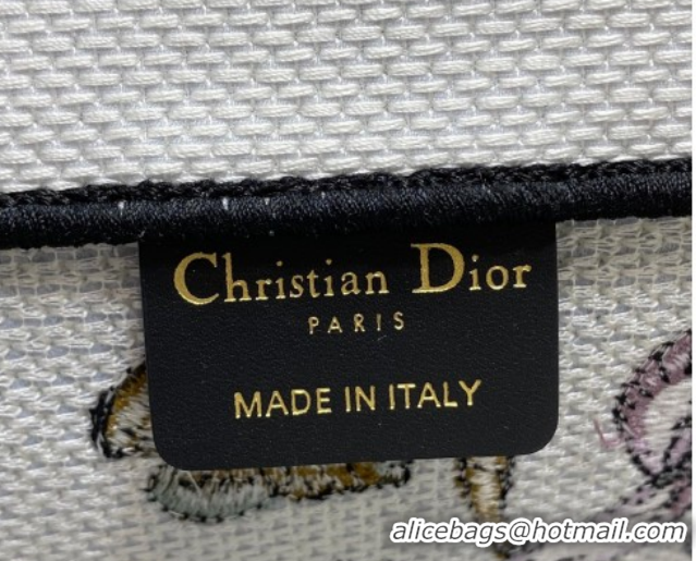 Unique Style Dior Large Book Tote Bag in Latte White Multicolor Butterflies & Iris Purple Embroidery 60126079 2026