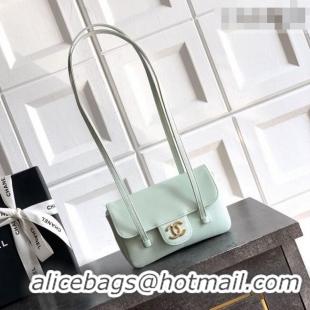 Market Sells Chanel Grained Shiny Calfskin Leather Clutch with Leather Strap AP5068 Dusty Green 2026