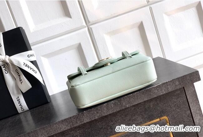 Market Sells Chanel Grained Shiny Calfskin Leather Clutch with Leather Strap AP5068 Dusty Green 2026