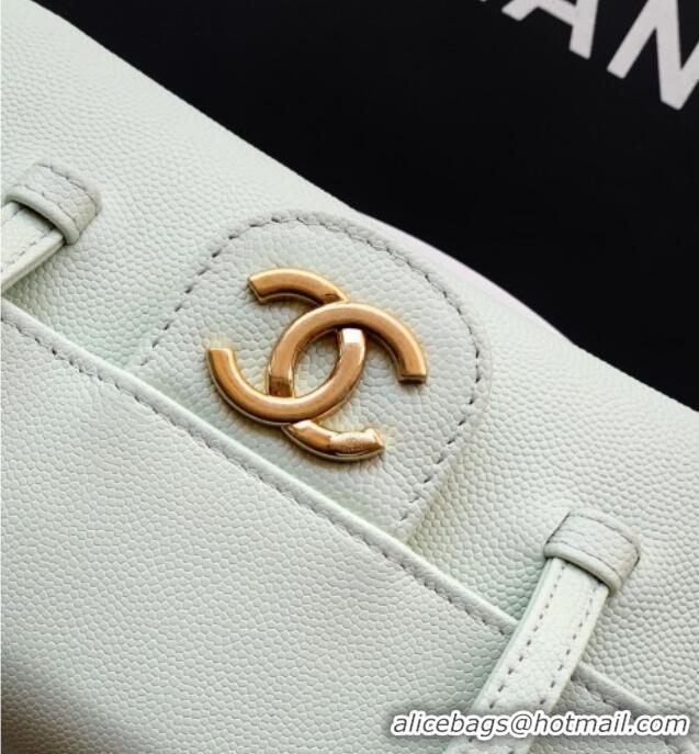 Market Sells Chanel Grained Shiny Calfskin Leather Clutch with Leather Strap AP5068 Dusty Green 2026