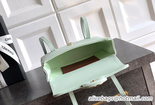 Market Sells Chanel Grained Shiny Calfskin Leather Clutch with Leather Strap AP5068 Dusty Green 2026