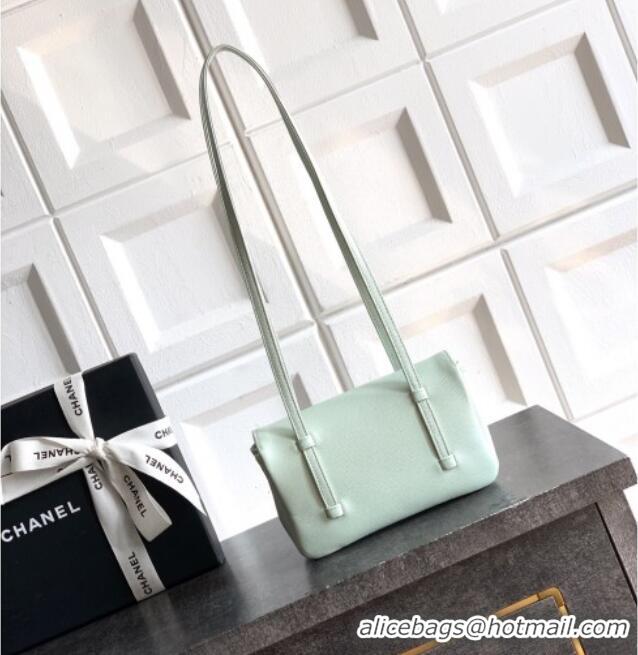 Market Sells Chanel Grained Shiny Calfskin Leather Clutch with Leather Strap AP5068 Dusty Green 2026