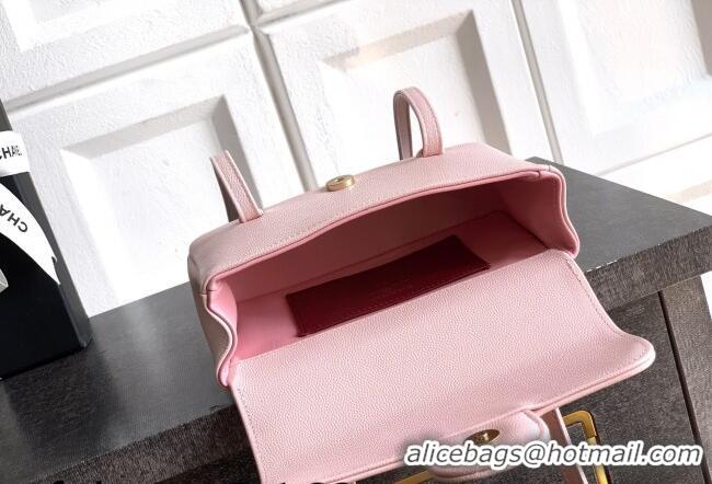 Trendy Design Chanel Grained Shiny Calfskin Leather Clutch with Leather Strap AP5068 Sakura Pink 2026