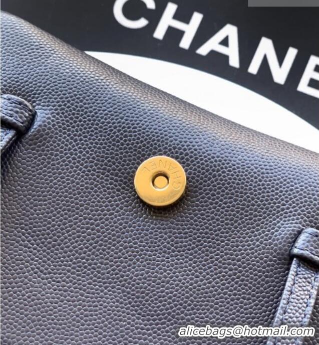 Good Taste Chanel Grained Shiny Calfskin Leather Clutch with Leather Strap AP5068 Midnight Blue 2026