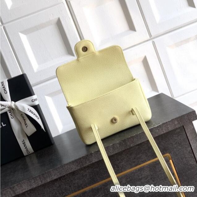 Fashion Discount Chanel Grained Shiny Calfskin Leather Clutch with Leather Strap AP5068 Chick Yellow 2026