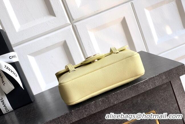 Fashion Discount Chanel Grained Shiny Calfskin Leather Clutch with Leather Strap AP5068 Chick Yellow 2026