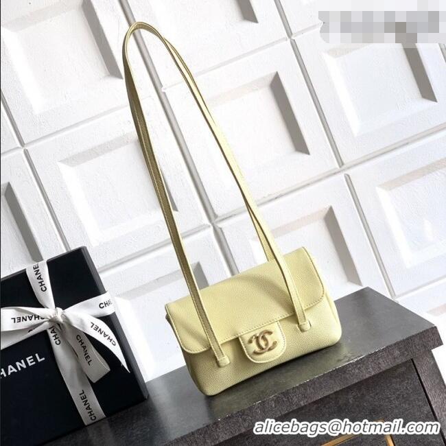 Fashion Discount Chanel Grained Shiny Calfskin Leather Clutch with Leather Strap AP5068 Chick Yellow 2026