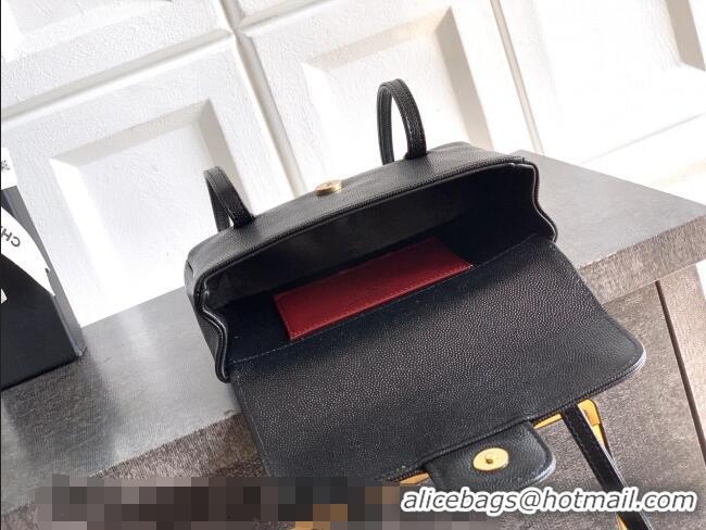 Most Popular Chanel Grained Shiny Calfskin Leather Clutch with Leather Strap AP5068 Black 2026