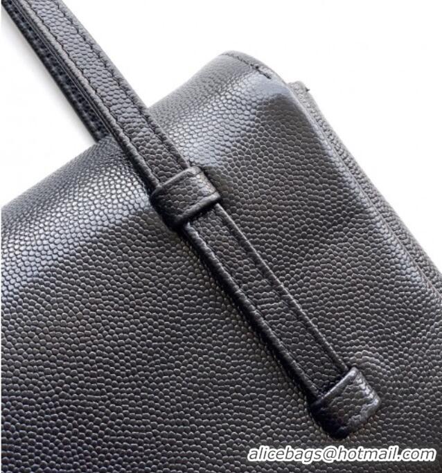 Most Popular Chanel Grained Shiny Calfskin Leather Clutch with Leather Strap AP5068 Black 2026