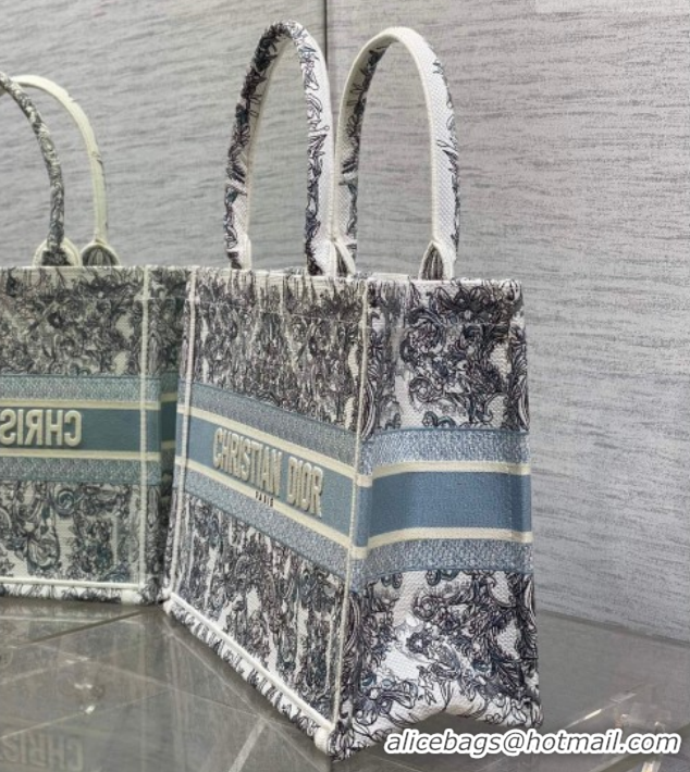 Cheap Price Dior Medium Book Tote Bag in Blue Dior Stella Baroque Embroidery 60126082 2026