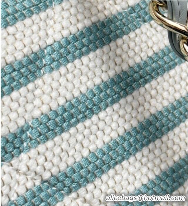Luxury Discount Chanel Striped Printed Fabric Shopping Bag AS6007 Blue 2026