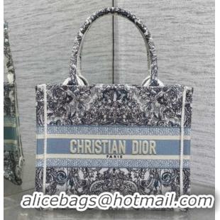 Low Cost Dior Small Book Tote Bag in Blue Dior Stella Baroque Embroidery 60126083 2026