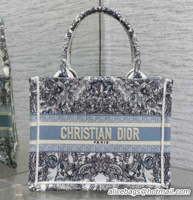 Low Cost Dior Small Book Tote Bag in Blue Dior Stella Baroque Embroidery 60126083 2026