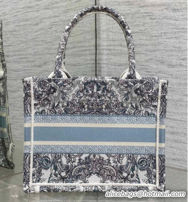 Low Cost Dior Small Book Tote Bag in Blue Dior Stella Baroque Embroidery 60126083 2026