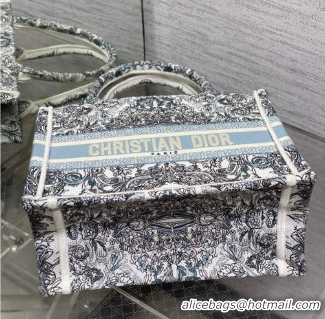 Low Cost Dior Small Book Tote Bag in Blue Dior Stella Baroque Embroidery 60126083 2026