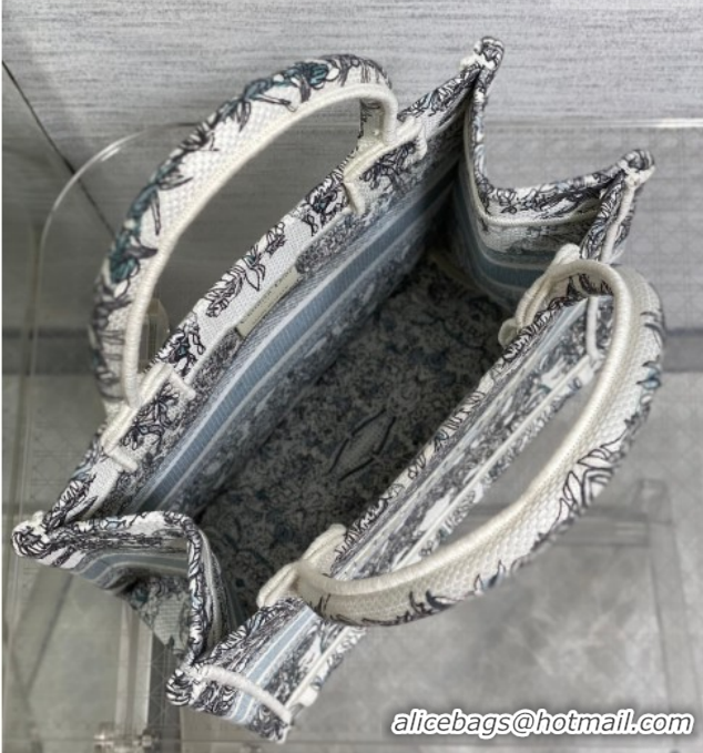 Low Cost Dior Small Book Tote Bag in Blue Dior Stella Baroque Embroidery 60126083 2026