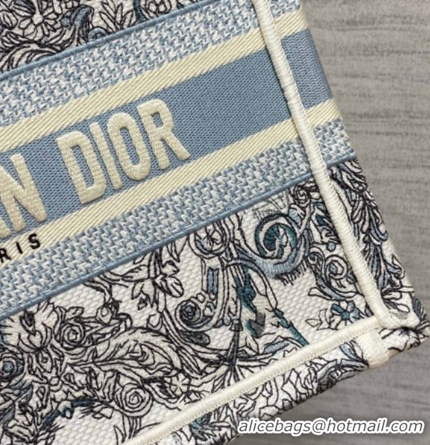 Low Cost Dior Small Book Tote Bag in Blue Dior Stella Baroque Embroidery 60126083 2026