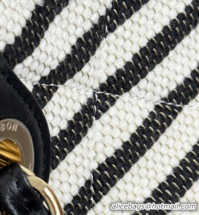 Good Taste Chanel Striped Printed Fabric Shopping Bag AS6007 Black 2026