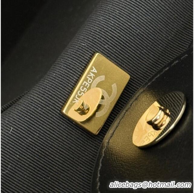 Good Taste Chanel Striped Printed Fabric Shopping Bag AS6007 Black 2026