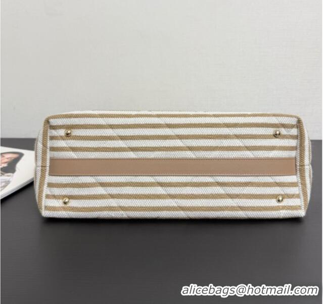 Market Sells Chanel Striped Printed Fabric Shopping Bag AS6007 Beige 2026