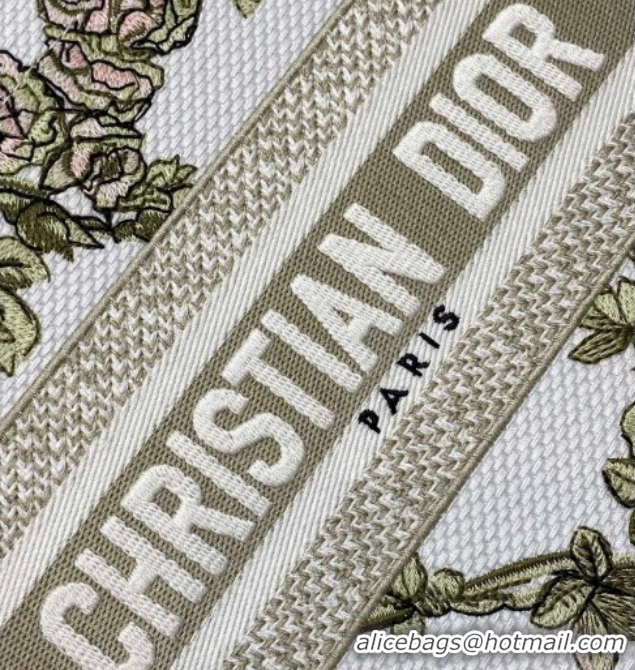 Good Looking Dior Small Book Tote Bag in Multicolor Amour de Roses Embroidery and Latte White Calfskin 60126085 2026