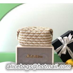 Big Discount Chanel Striped Printed Fabric Zipped Case AP4990 Beige 2026