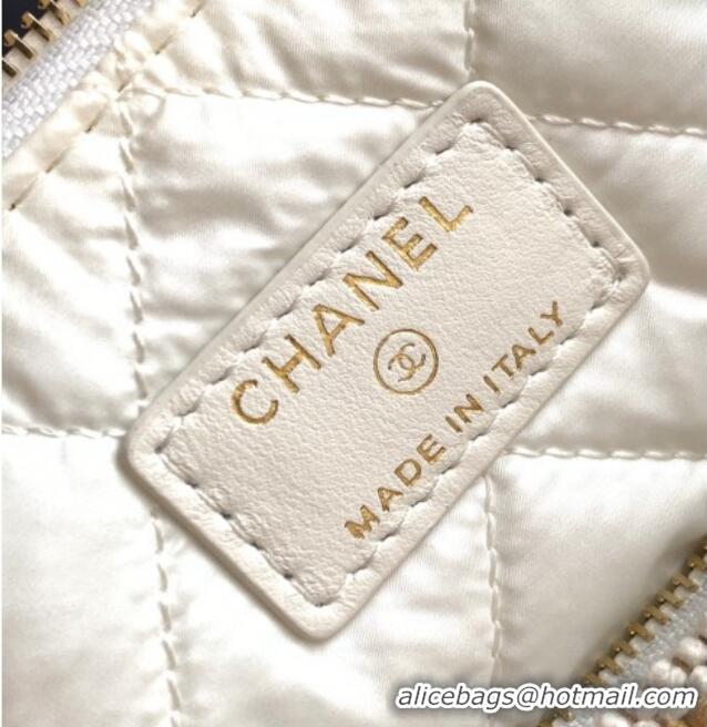Big Discount Chanel Striped Printed Fabric Zipped Case AP4990 Beige 2026