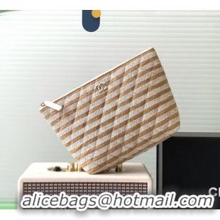 Most Popular Chanel Striped Printed Fabric Zipped Case AP4989 Beige 2026