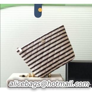 Buy New Cheap Chanel Striped Printed Fabric Zipped Case AP4989 Black 2026
