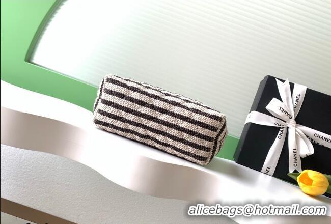 Buy New Cheap Chanel Striped Printed Fabric Zipped Case AP4989 Black 2026