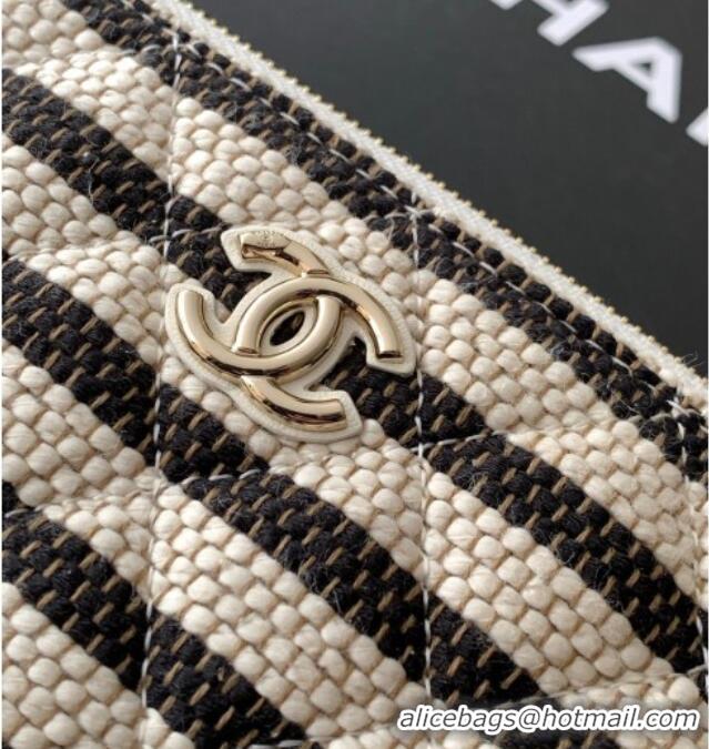 Buy New Cheap Chanel Striped Printed Fabric Zipped Case AP4989 Black 2026