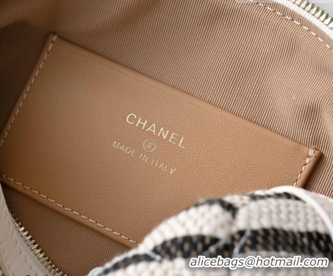 Top Grade Chanel Striped Printed Fabric Clutch with Chain AP4986 Black 2026