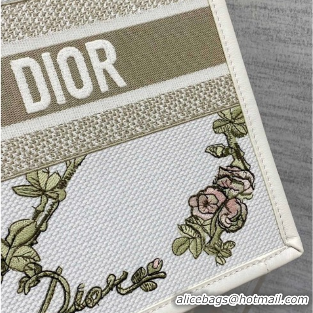 Stylish Dior Medium Book Tote Bag in Multicolor Amour de Roses Embroidery and Latte White Calfskin 60126084 2026