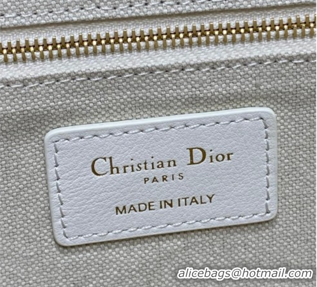 Popular Style Dior Medium Book Tote Bag in Multicolor Roses Embroidery and Latte White Calfskin 60126086 2026