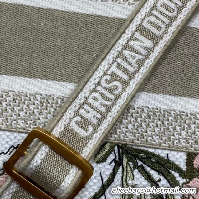 Popular Style Dior Medium Book Tote Bag in Multicolor Roses Embroidery and Latte White Calfskin 60126086 2026