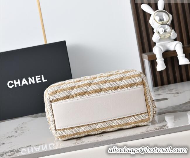 Popular Style Chanel Striped Printed Fabric Clutch with Chain AP4986 Beige 2026
