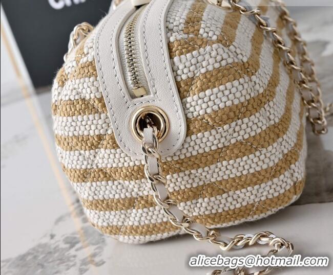 Popular Style Chanel Striped Printed Fabric Clutch with Chain AP4986 Beige 2026