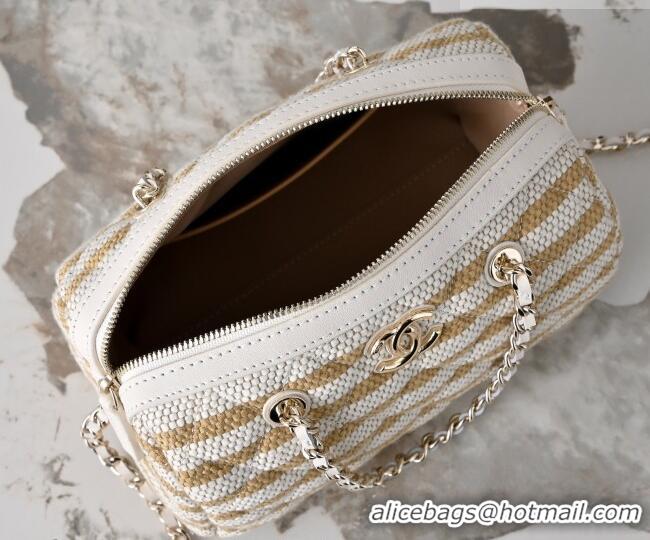Popular Style Chanel Striped Printed Fabric Clutch with Chain AP4986 Beige 2026