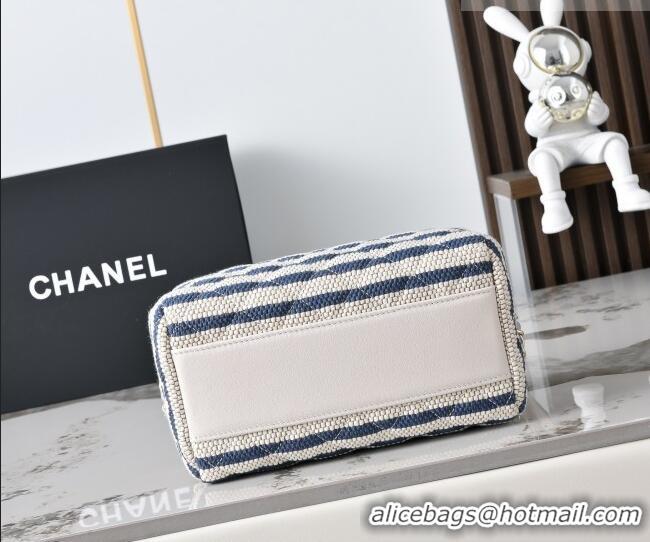 Luxury Cheap Chanel Striped Printed Fabric Clutch with Chain AP4986 Blue 2026