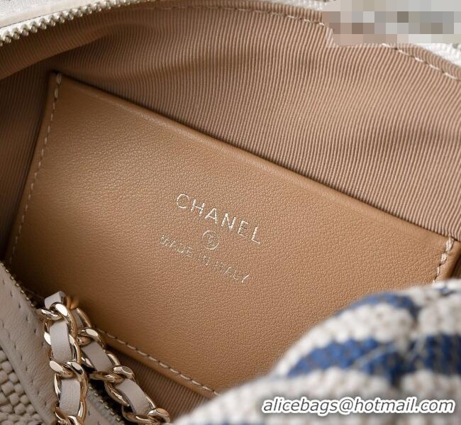 Luxury Cheap Chanel Striped Printed Fabric Clutch with Chain AP4986 Blue 2026